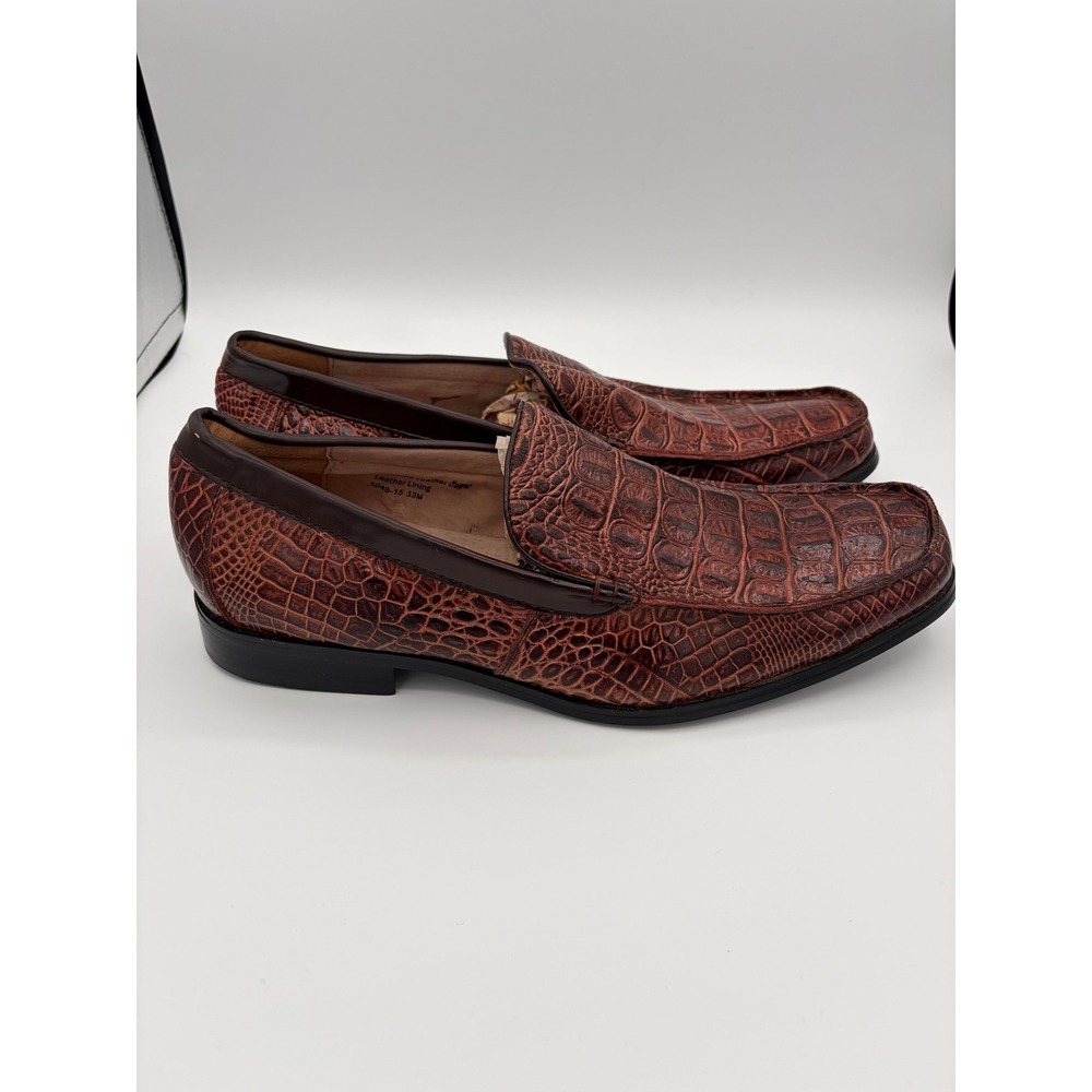 Fratelli Select Loafers Mens 13 Brown Croc Embossed Leather Square Toe Slip On